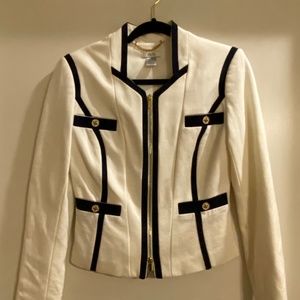 White and Navy Zip Blazer